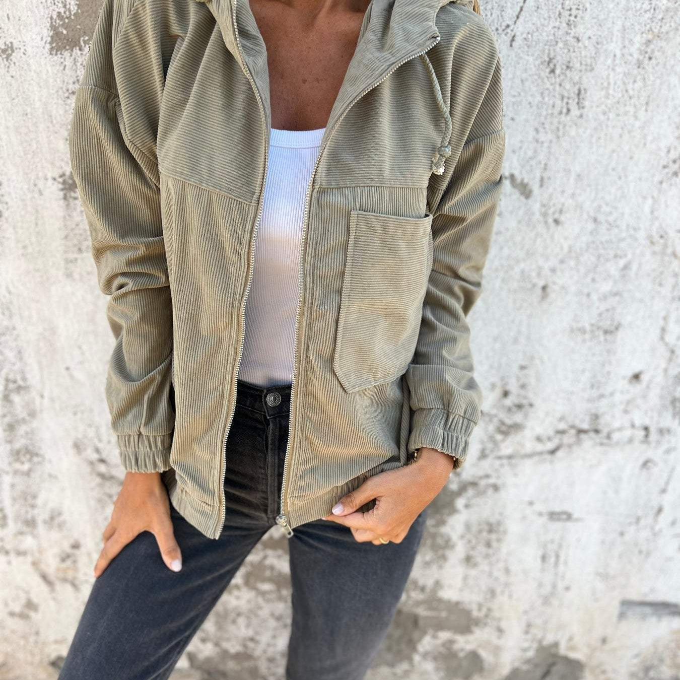 Amalie | Casual jakke med hætte og lynlås