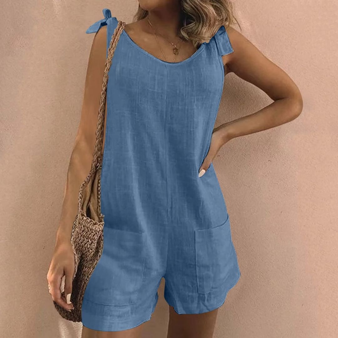 Jan - Løs sommer-jumpsuit med bindebånd