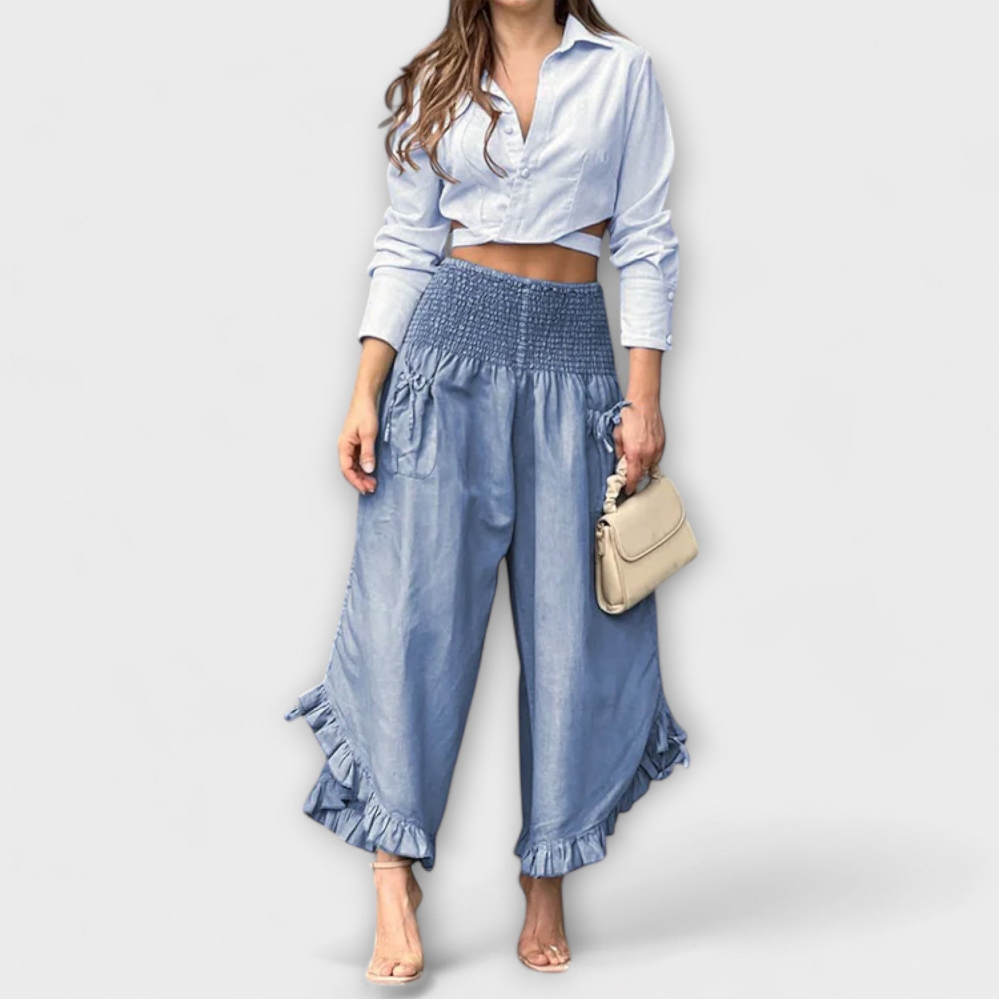 Jennifer - Casual Læderbukser med fashionable pressfold
