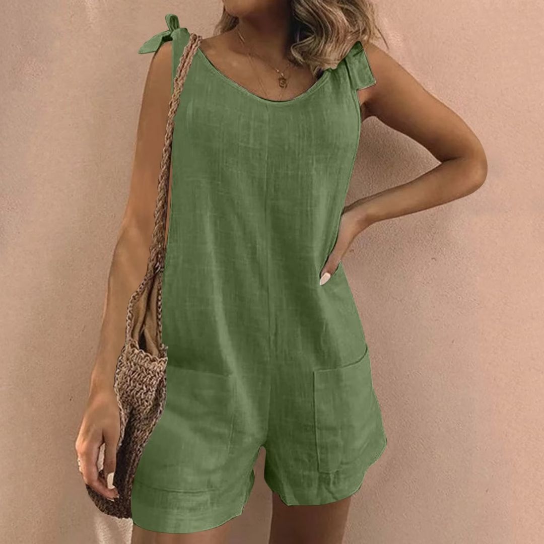 Jan - Løs sommer-jumpsuit med bindebånd