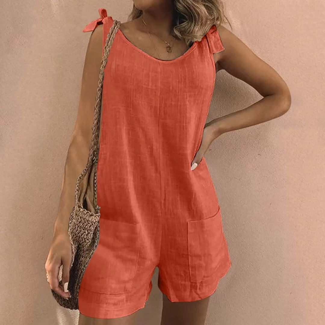 Jan - Løs sommer-jumpsuit med bindebånd