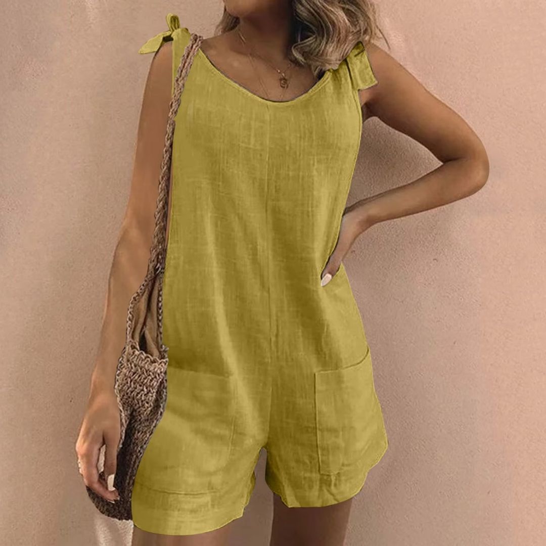 Jan - Løs sommer-jumpsuit med bindebånd