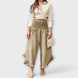 Jennifer - Casual Læderbukser med fashionable pressfold
