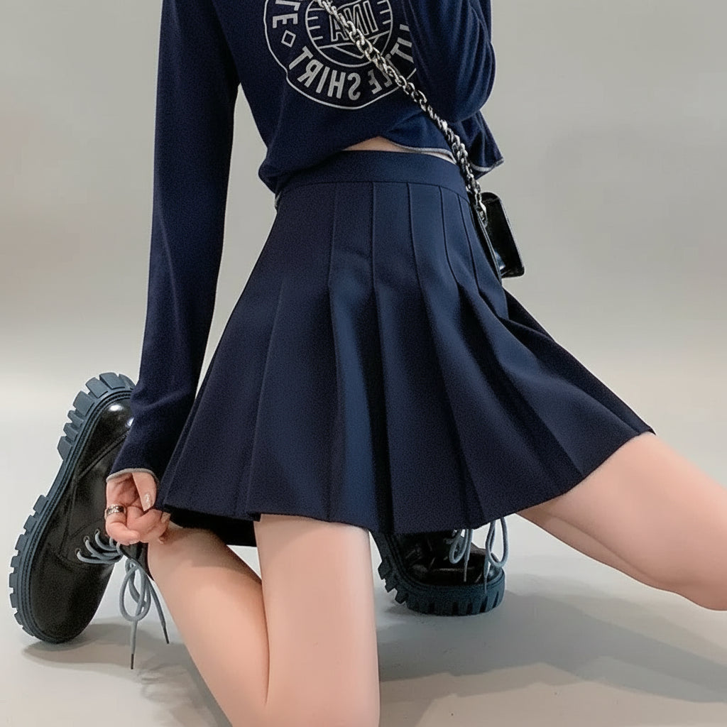 Mini A-line nederdel i studenterstil