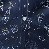 Herre Fyrværkeri Ferie Nytår Fest Knap-Op Blå Langærmet Skjorte