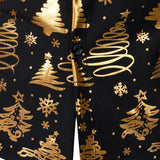 Herre Guld Jul Print Sort Langærmet Skjorte