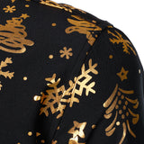 Herre Guld Jul Print Sort Langærmet Skjorte