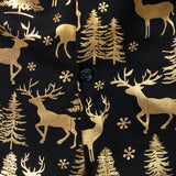 Herre Guld Jul Rensdyr Festlig Print Langærmet Skjorte