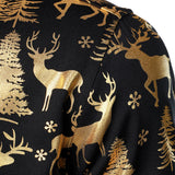 Herre Guld Jul Rensdyr Festlig Print Langærmet Skjorte