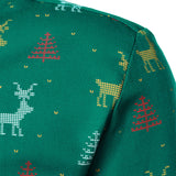 Herre Juletræ Elg Print Åndbar Grøn Langærmet Skjorte