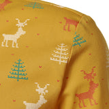 Herre Juletræ Elg Print Åndbar Gul Langærmet Skjorte