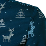 Herre Juletræ Elg Print Åndbar Marineblå Langærmet Skjorte