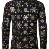 Herres Guld Jul Snefnug Print Langærmet Skjorte