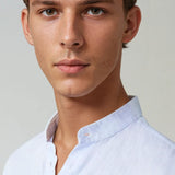 Linned Band Krave Skjorte Lysblå