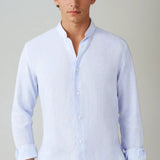 Linned Band Krave Skjorte Lysblå