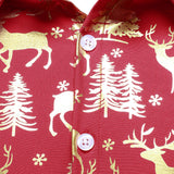 Mænds Gyldne Jule Rensdyr Festlig Print Rød Langærmet Skjorte