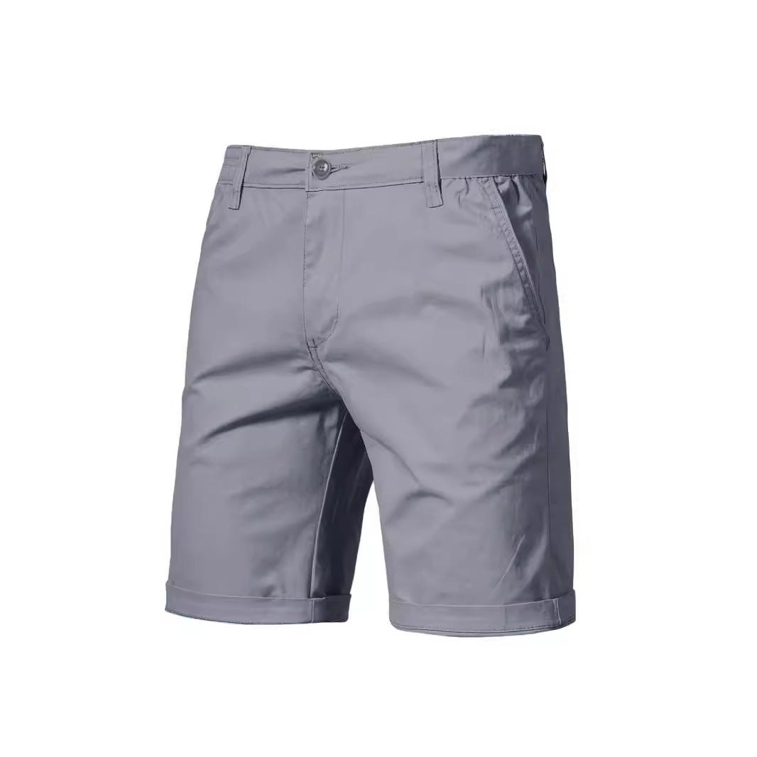 Ensfarvede chinos-shorts med sidelommer