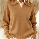 Flora – Elegant Striktrøje med Knapdetaljer