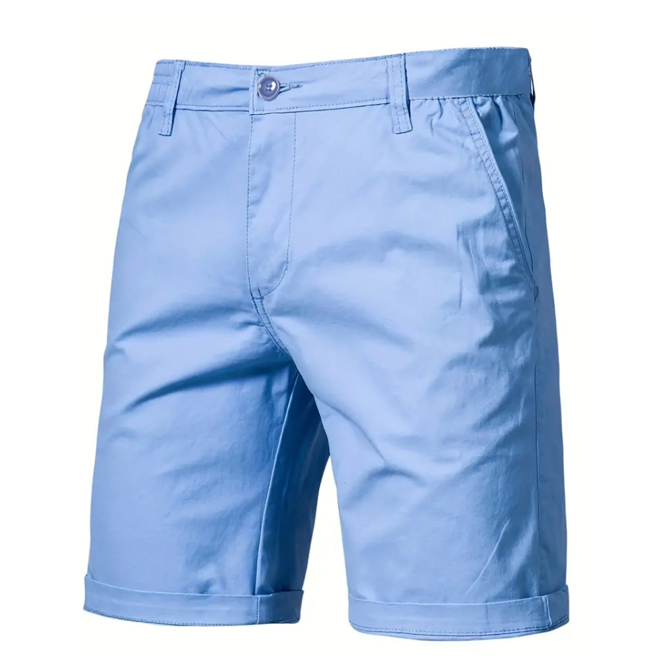 Ensfarvede chinos-shorts med sidelommer