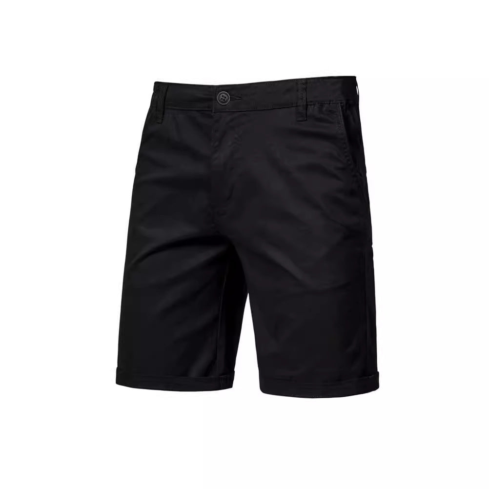 Ensfarvede chinos-shorts med sidelommer