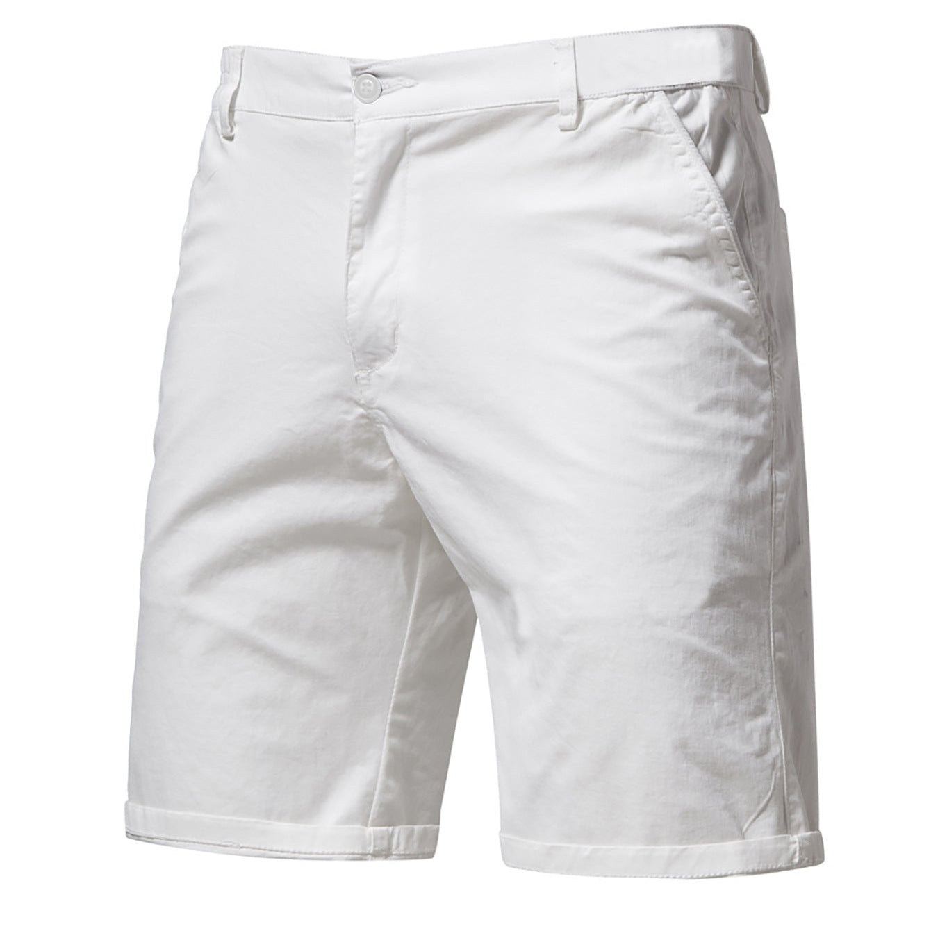 Ensfarvede chinos-shorts med sidelommer