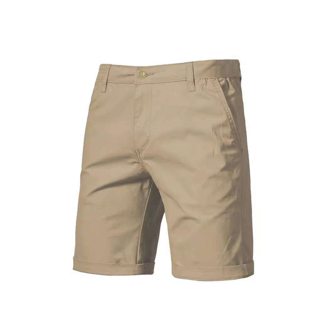 Ensfarvede chinos-shorts med sidelommer