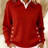 Flora – Elegant Striktrøje med Knapdetaljer