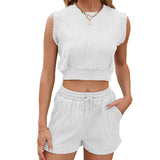 Ella, tekstureret ærmeløs loungewear-sæt