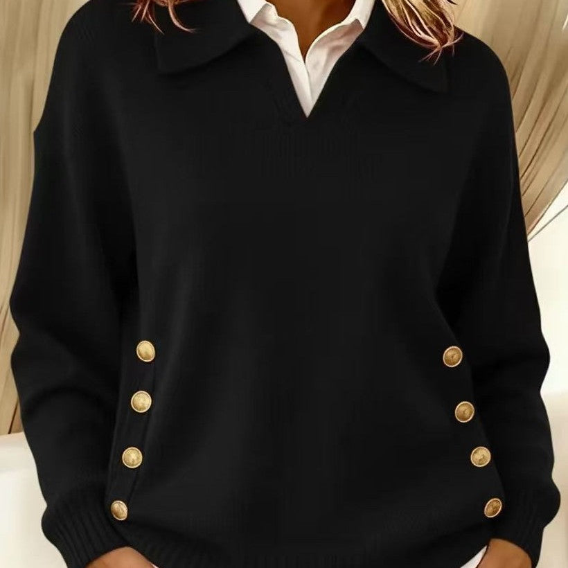 Flora – Elegant Striktrøje med Knapdetaljer