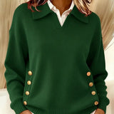 Flora – Elegant Striktrøje med Knapdetaljer