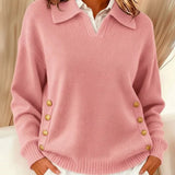 Flora – Elegant Striktrøje med Knapdetaljer