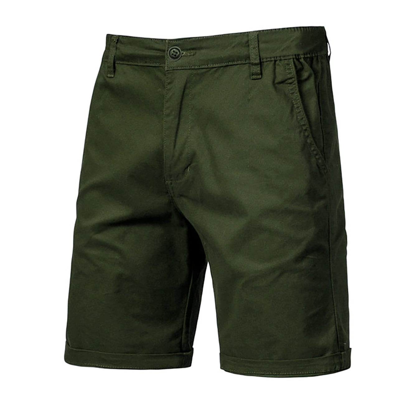 Ensfarvede chinos-shorts med sidelommer