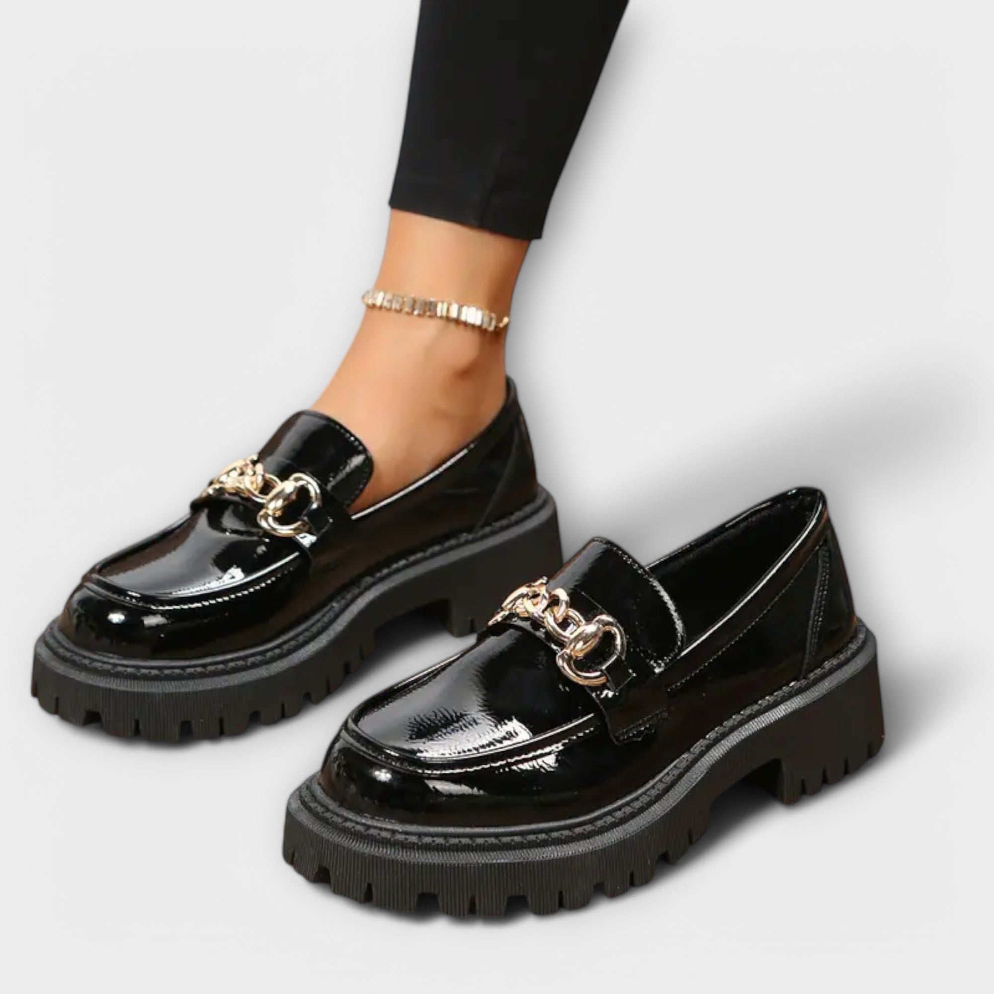 Trendy platform-loafer til kvinder med spænde