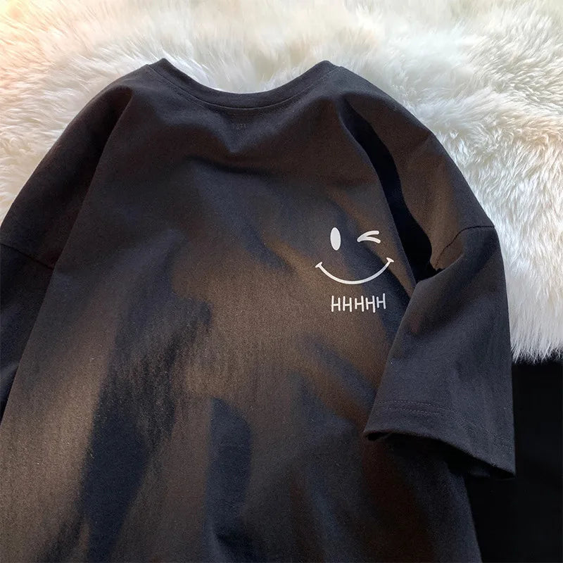 Oversized T-shirt med smil