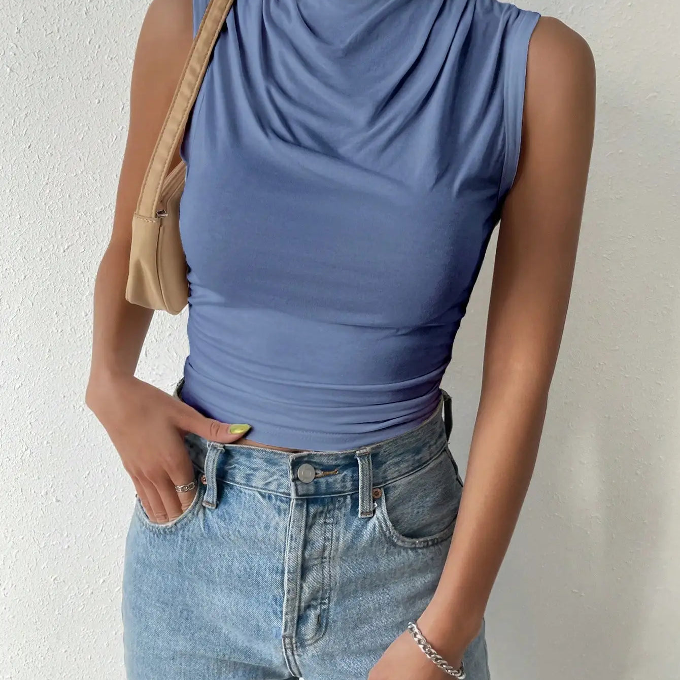 Top Casual Plisseret Sommer Elegant