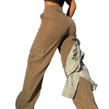 Højtaljede cargobukser til kvinder til hverdagsbrug