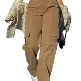 Højtaljede cargobukser til kvinder til hverdagsbrug