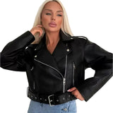 Oversized vintage jakke til kvinder i syntetisk læder