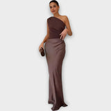 Amber One-Shoulder Satin Maxi Kjole