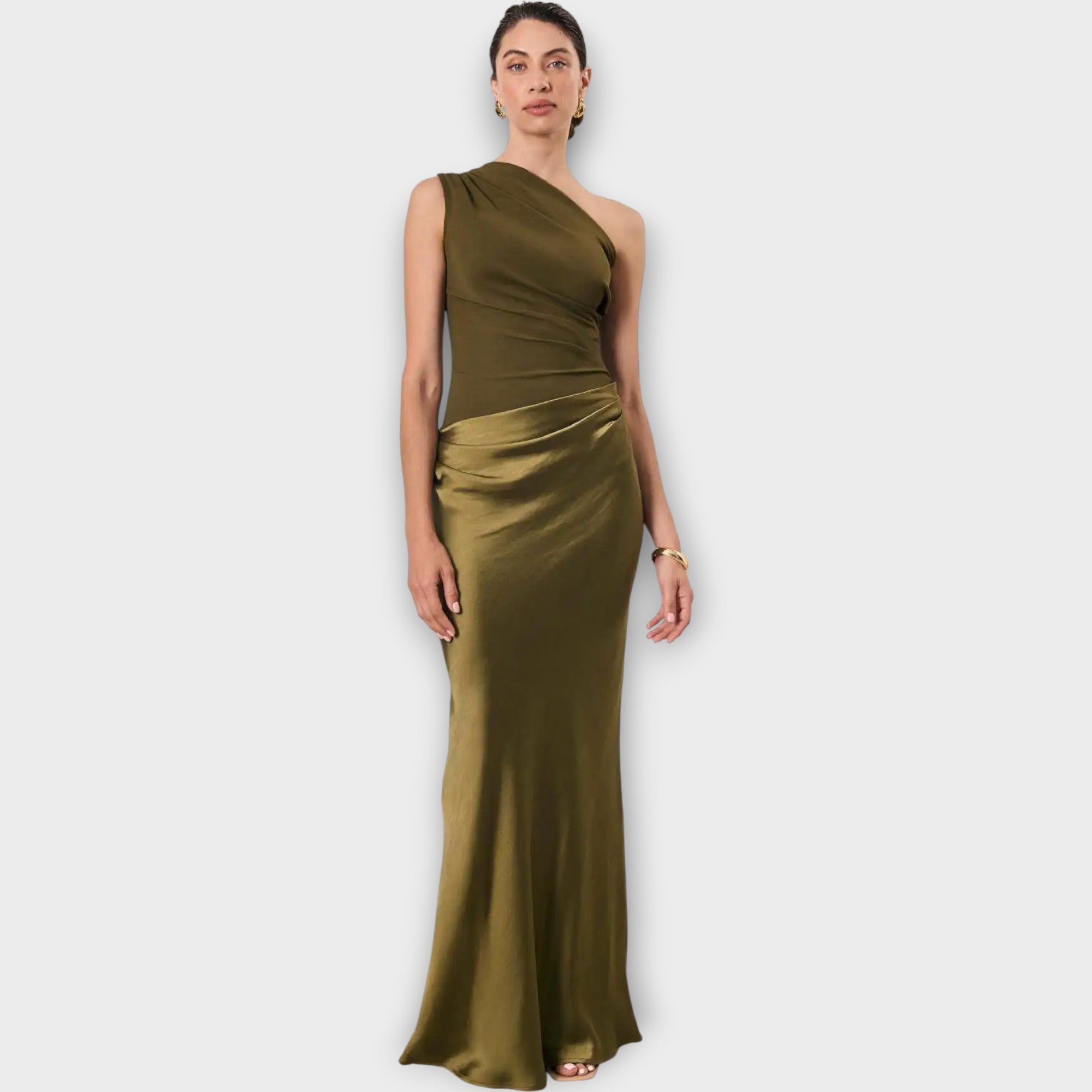 Amber One-Shoulder Satin Maxi Kjole