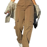 Højtaljede cargobukser til kvinder til hverdagsbrug