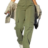 Højtaljede cargobukser til kvinder til hverdagsbrug