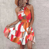 Marlone - Farverig V-udsnit midi boho-kjole