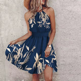 Marlone - Farverig V-udsnit midi boho-kjole