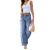 Lyseblå jeans til kvinder med bred pasform