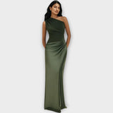 Amber One-Shoulder Satin Maxi Kjole
