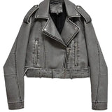 Oversized vintage jakke til kvinder i syntetisk læder