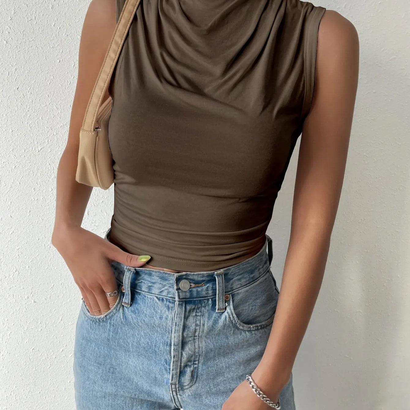 Top Casual Plisseret Sommer Elegant