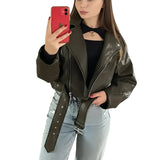 Oversized vintage jakke til kvinder i syntetisk læder