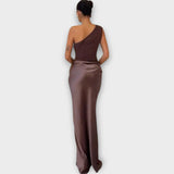 Amber One-Shoulder Satin Maxi Kjole
